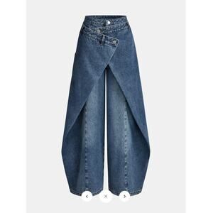 Commense Cross-Front Wide-Leg Jeans Sz XL